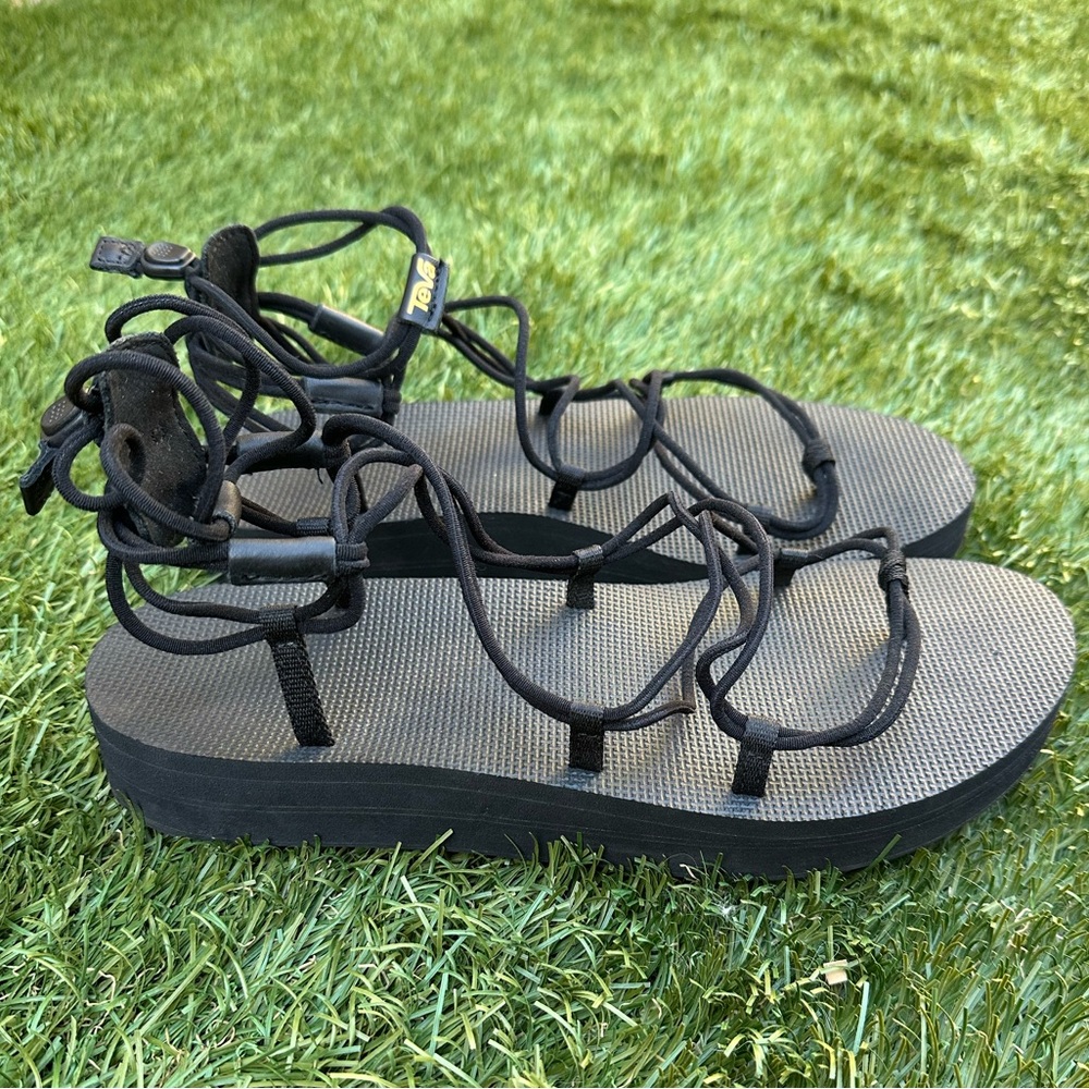 Teva Black Strappy Platform Sandals